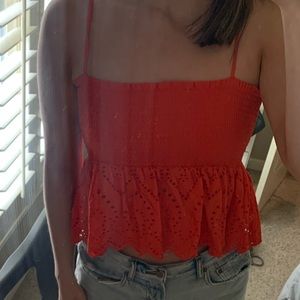 Orange peplum tank